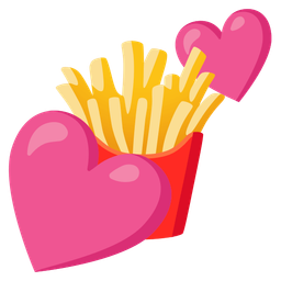 french fries and two hearts