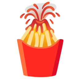 french fries and volcano