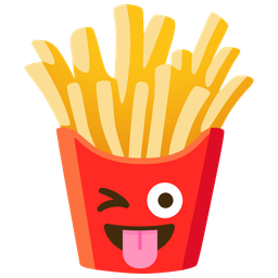 French fries and Winking face with tongue
