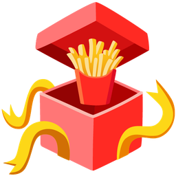 french fries and wrapped gift