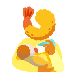 Fried shrimp and Baby bottle