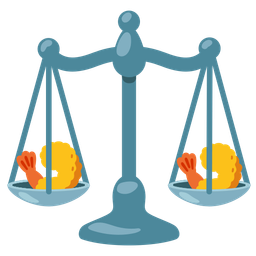 Fried shrimp and Balance scale