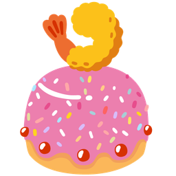 Fried shrimp and Birthday cake