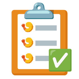 Fried shrimp and Check mark button