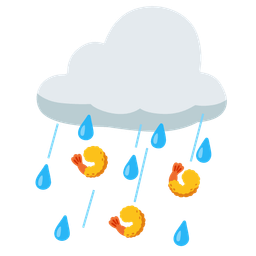 Fried shrimp and Cloud with rain