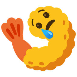 Fried shrimp and Crying face