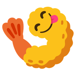 Fried shrimp and Face savoring food