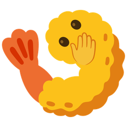 Fried shrimp and Face with open eyes and hand over mouth