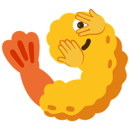 Fried shrimp and Face with peeking eye