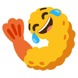 Fried shrimp and Face with tears of joy