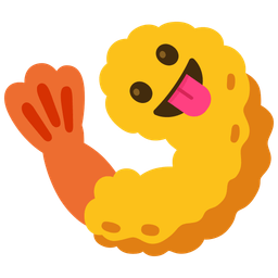 Fried shrimp and Face with tongue