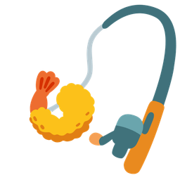 Fried shrimp and Fishing pole