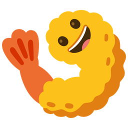 Fried shrimp and Grinning face