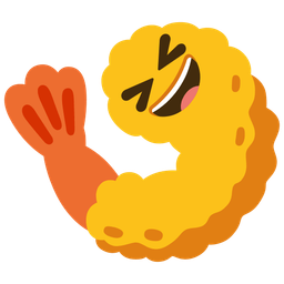 Fried shrimp and Grinning squinting face