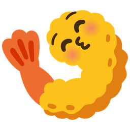 Fried shrimp and Kissing face with closed eyes