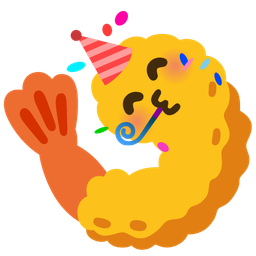 Fried shrimp and Partying face