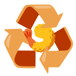 Fried shrimp and Recycling symbol