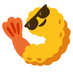Fried shrimp and Smiling face with sunglasses