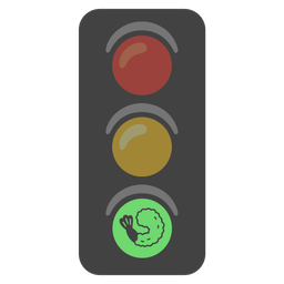 Fried shrimp and Vertical traffic light