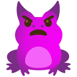 frog and angry face with horns