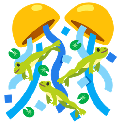 frog and confetti ball