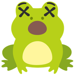 frog and face with crossed-out eyes