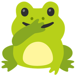frog and face with open eyes and hand over mouth