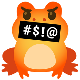 frog and face with symbols on mouth