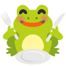 frog and fork and knife with plate