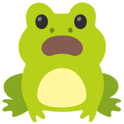 frog and frowning face with open mouth