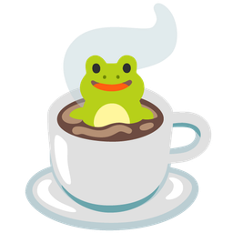 frog and hot beverage