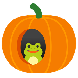 frog and jack-o-lantern