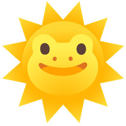 frog and sun with face