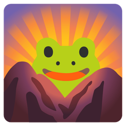 frog and sunrise over mountains