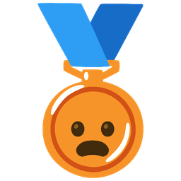 Frowning face with open mouth and 3rd place medal