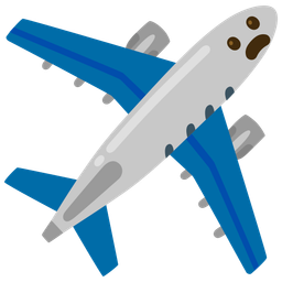 Frowning face with open mouth and Airplane