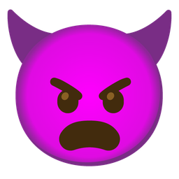 Frowning face with open mouth and Angry face with horns