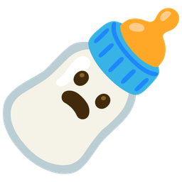 Frowning face with open mouth and Baby bottle