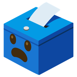Frowning face with open mouth and Ballot box with ballot