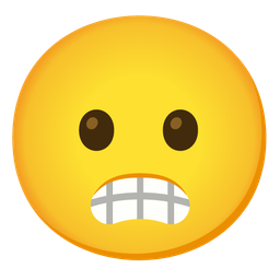 Frowning face with open mouth and Beaming face with smiling eyes