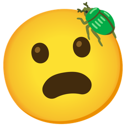 Frowning face with open mouth and Beetle