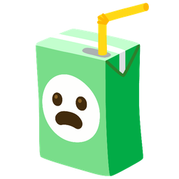 Frowning face with open mouth and Beverage box