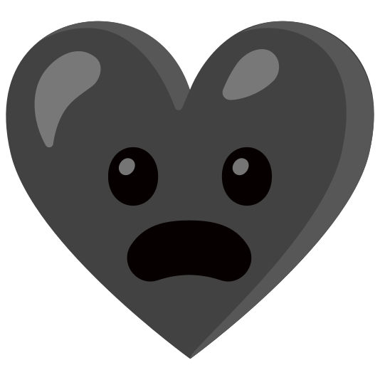 Frowning face with open mouth and Black heart