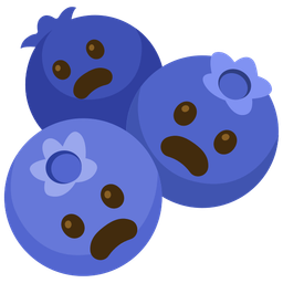 Frowning face with open mouth and Blueberries