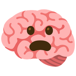 Frowning face with open mouth and Brain