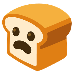Frowning face with open mouth and Bread