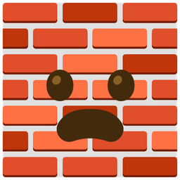 Frowning face with open mouth and Brick