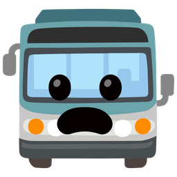 Frowning face with open mouth and Bus