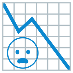 Frowning face with open mouth and Chart decreasing