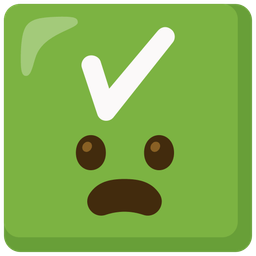 Frowning face with open mouth and Check mark button